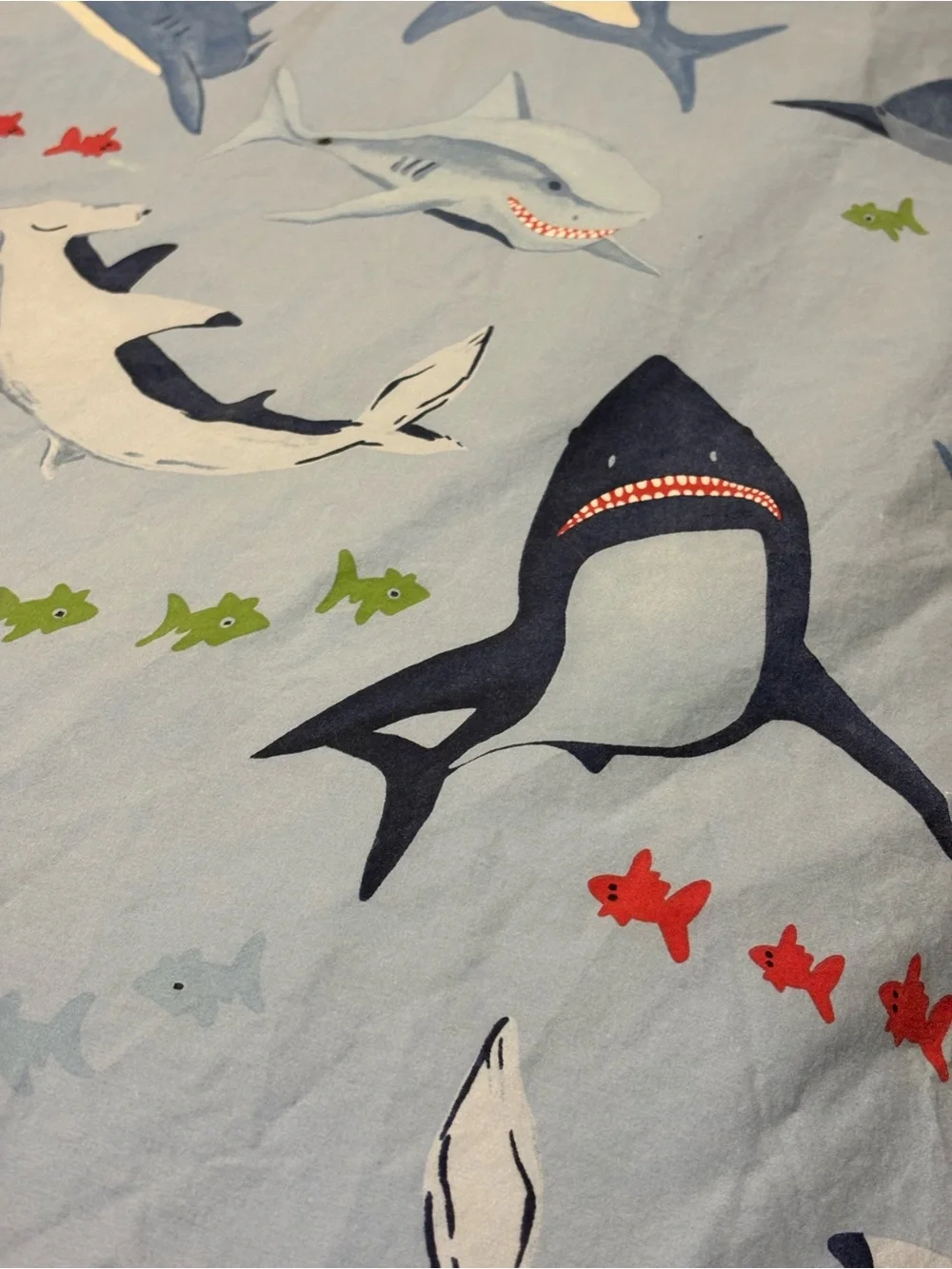 Pottery Barn Kids Shark Bite Duvet Cover Twin Light Blue Ocean School Fish Sea